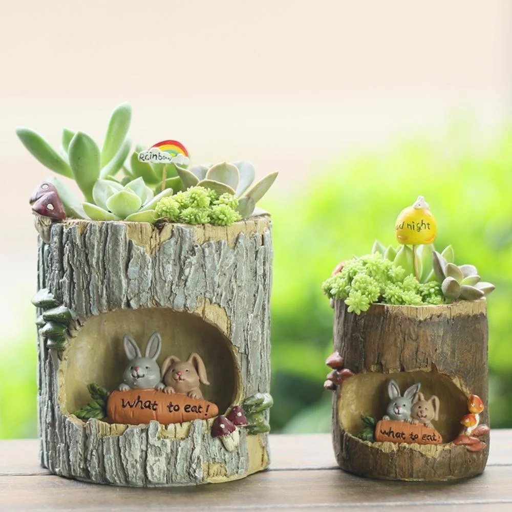 Cute Animal Plant Pot Garden Planting Tools Mini Round Succulent Pot Hedgehog Themed Decorative Micro Animals Landscape Style Bl20501