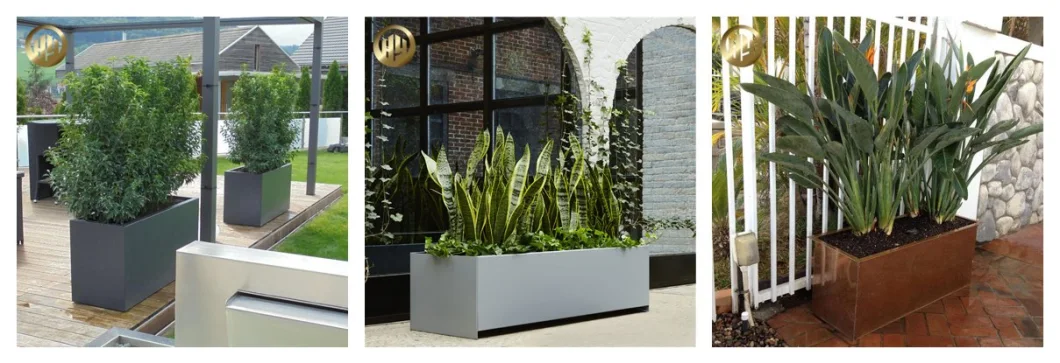 Assembly Welding Custom Rectangular Metal Garden House Decoration Planter