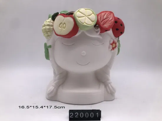 Hands Made Ceramic Fruits Girl Head Pot for Flower and Plant and Succulent Arrangement Table Decoraton Planter Pot Gift