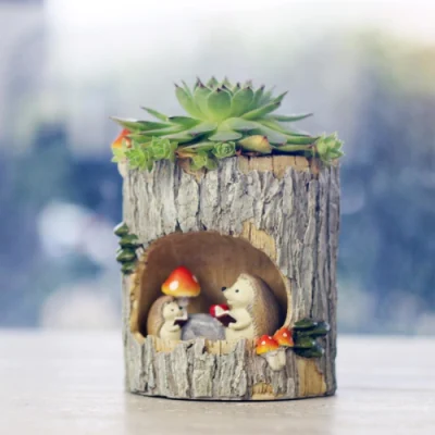 Cute Animal Plant Pot Garden Planting Tools Mini Round Succulent Pot Hedgehog Themed Decorative Micro Animals Landscape Style Bl20501