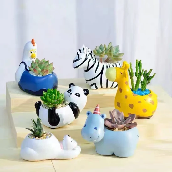 Creative Cartoon Home Nursery Small Pot Micro Landscape Decoration Cute Corky Small Animal Succulent Plant Pot